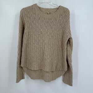 Joan Vass Womens Cable Knit Sweater Size S Mohair Blend Beige Cozy Cottagecore